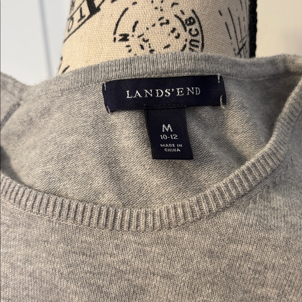 Lands' End Heather Gray Short-Sleeve Crewneck Sweater M (10-12) EUC - Picture 4 of 5